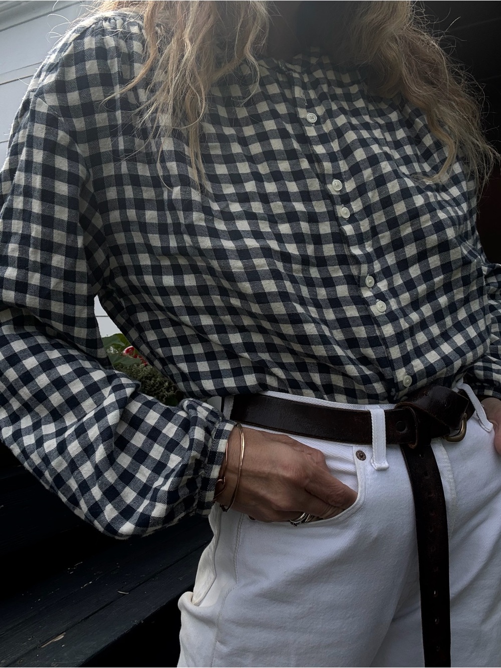GAP Blue and White Gingham Button-Down Döen-look alike Shirt